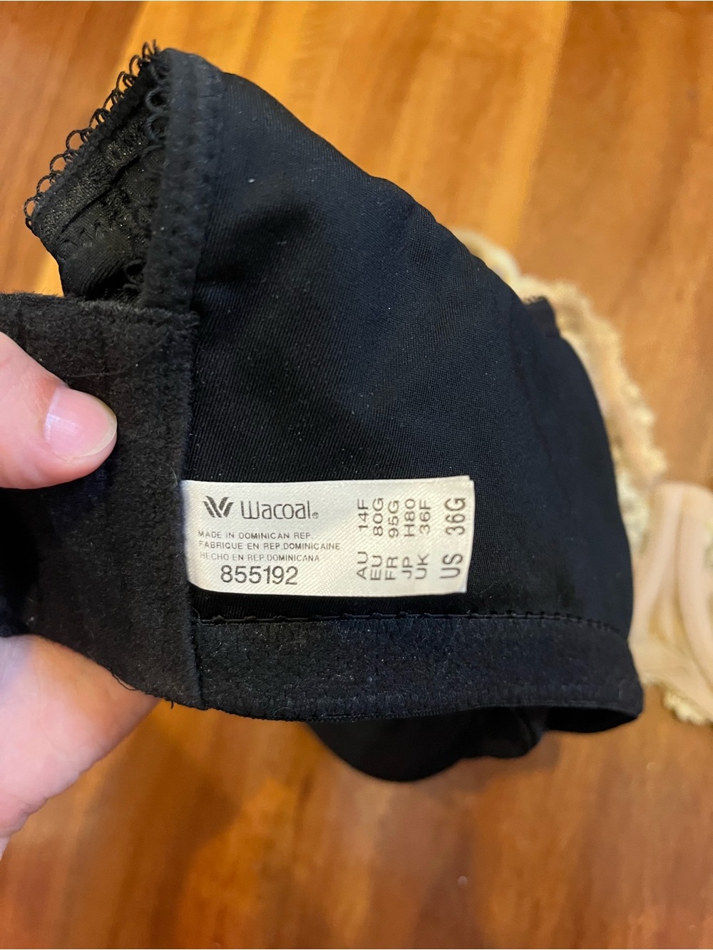 Wacoal Black Full Coverage Underwire Bra (855192) Size 34DDDD (34G) - Picture 7 of 7